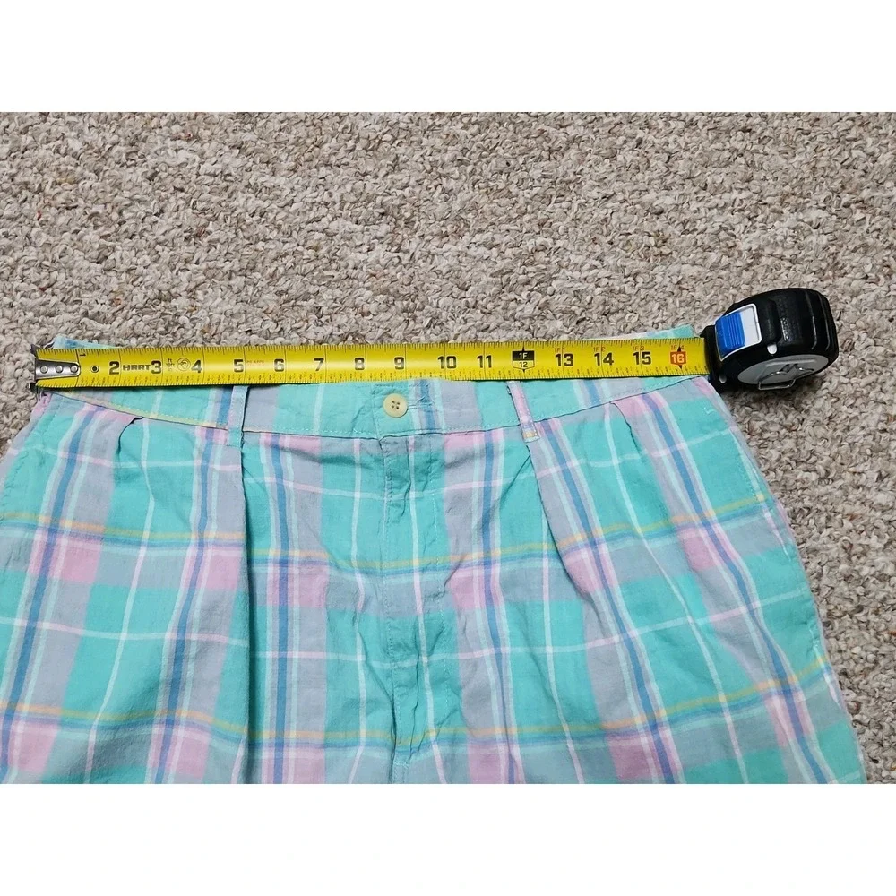 VTG POLO RALPH LAUREN Pastel Checkered Plaid Shorts Preppy 32x9 Actual USA‎